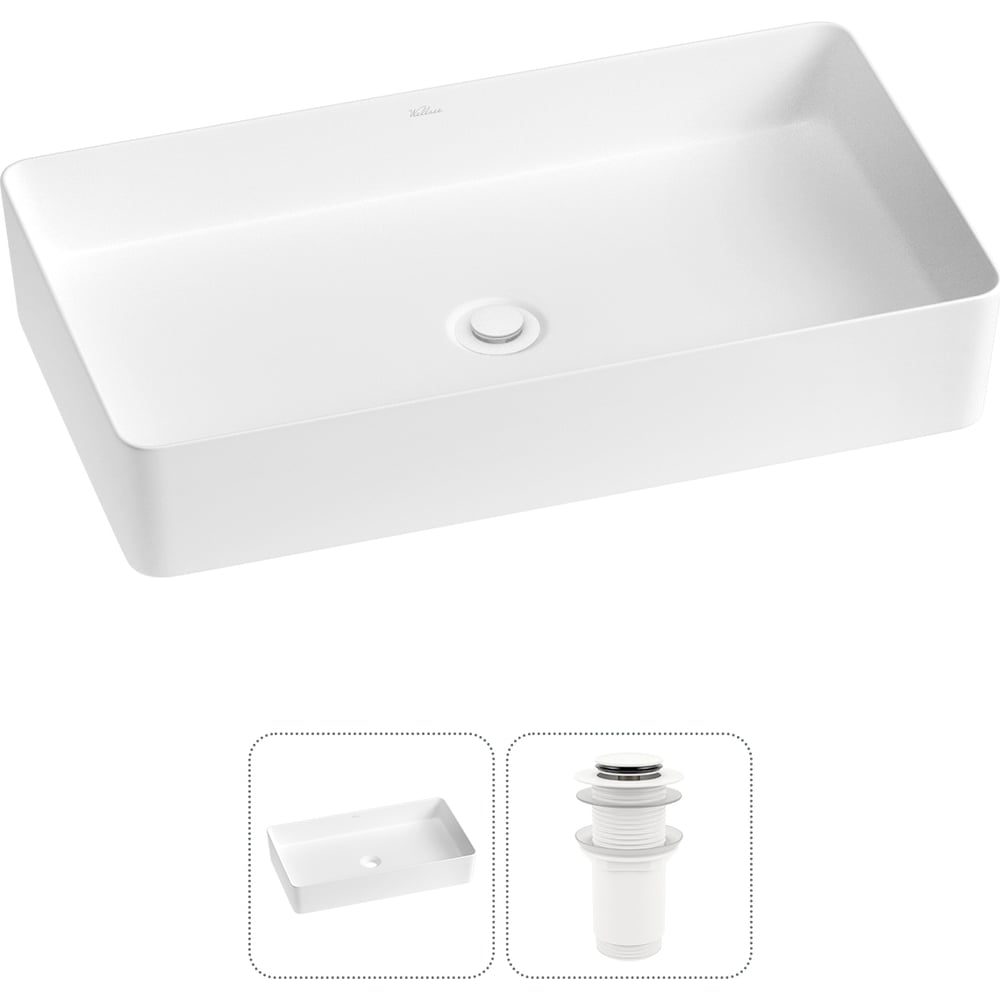 Изображение товара Накладная раковина Wellsee FreeDom 2.0 60x34 см фарфор белая современный дизайн