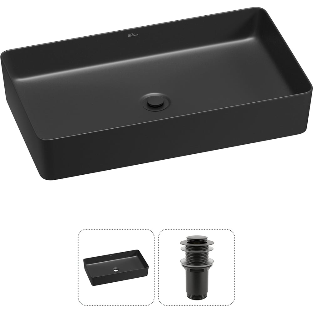 Изображение товара Накладная раковина Wellsee FreeDom 2.0 60x34 см матовый черный фарфор