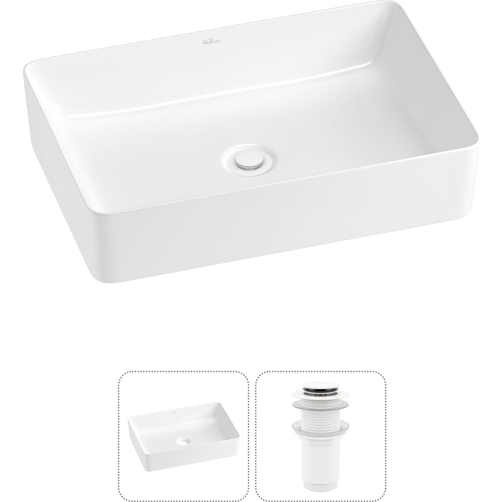 Изображение товара Накладная раковина Wellsee FreeDom 2.0 50x34 см глянцевый белый фарфор