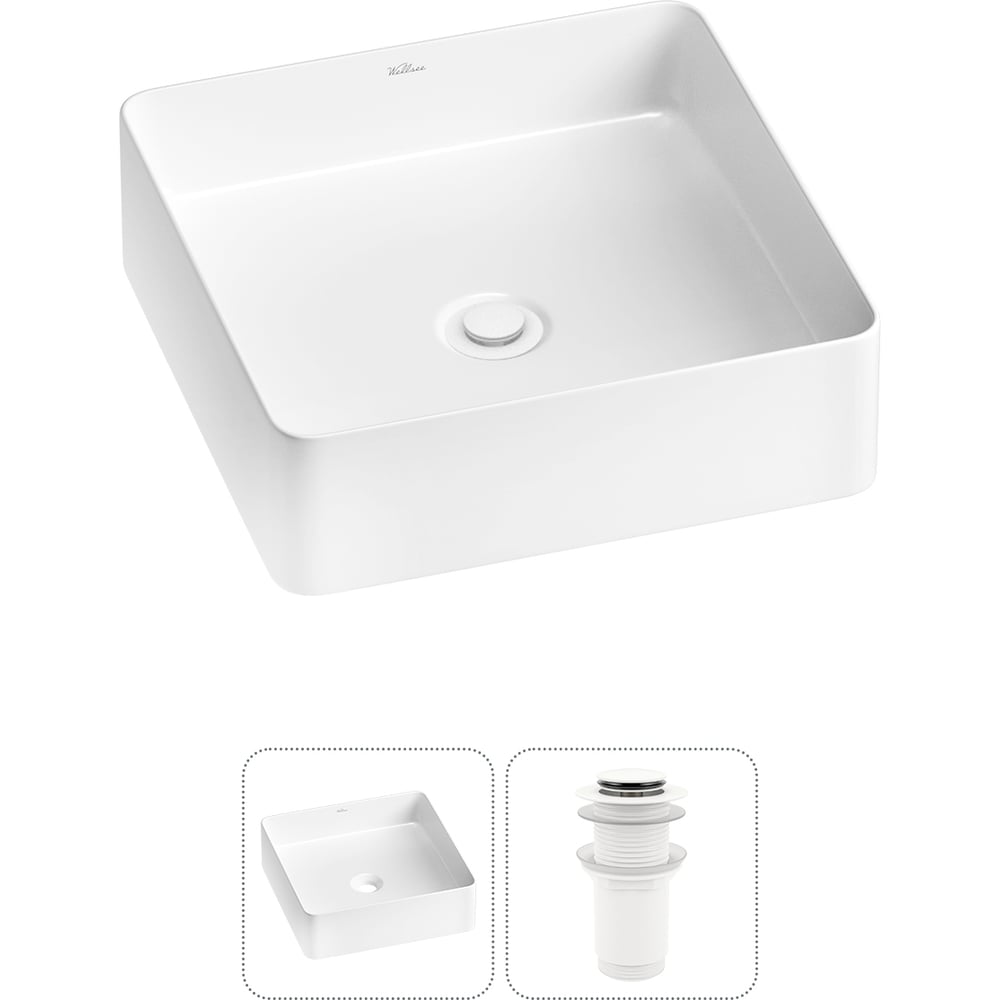 Изображение товара Набор Wellsee 2 в 1 FreeDom 2.0 накладная раковина 36x36 см глянцевый белый