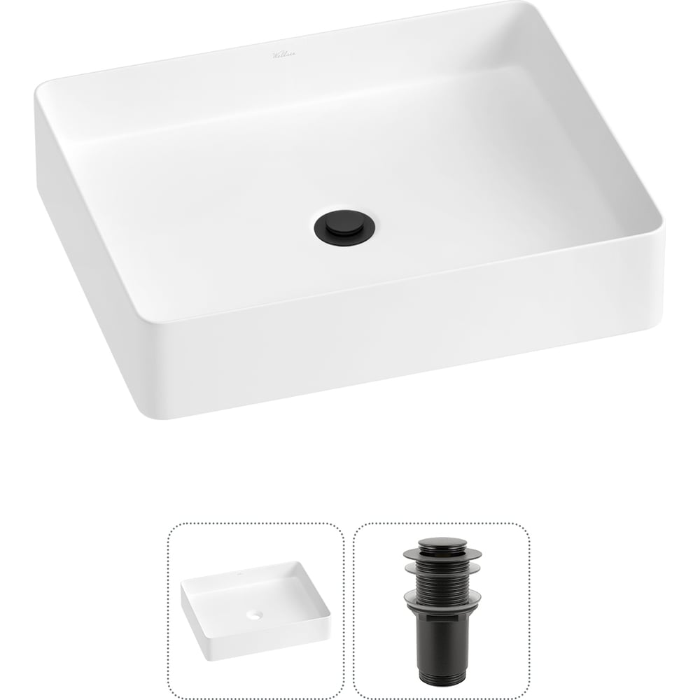 Изображение товара Набор накладных раковин Wellsee FreeDom 2.0 51x40 см фарфор матовый белый