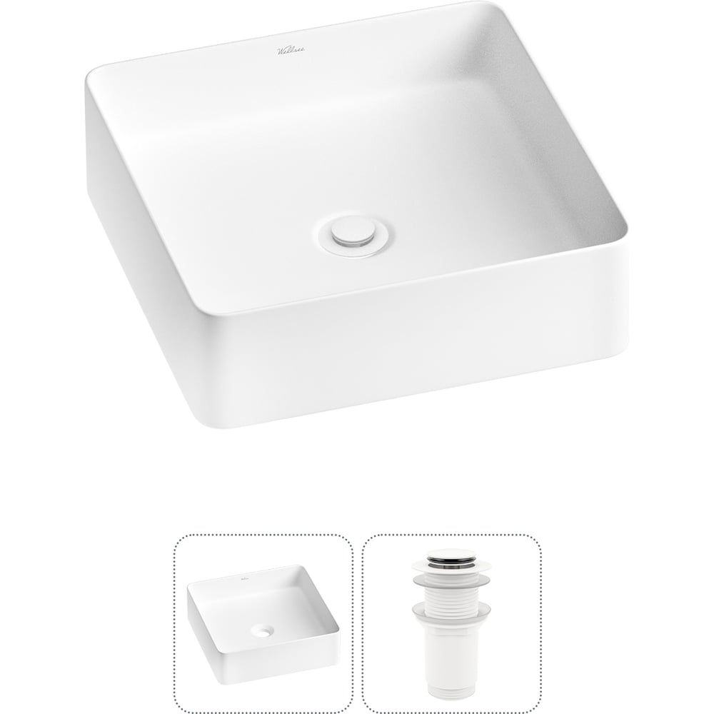 Изображение товара Накладная раковина Wellsee FreeDom 2.0 30x30 см матовая белая фарфор