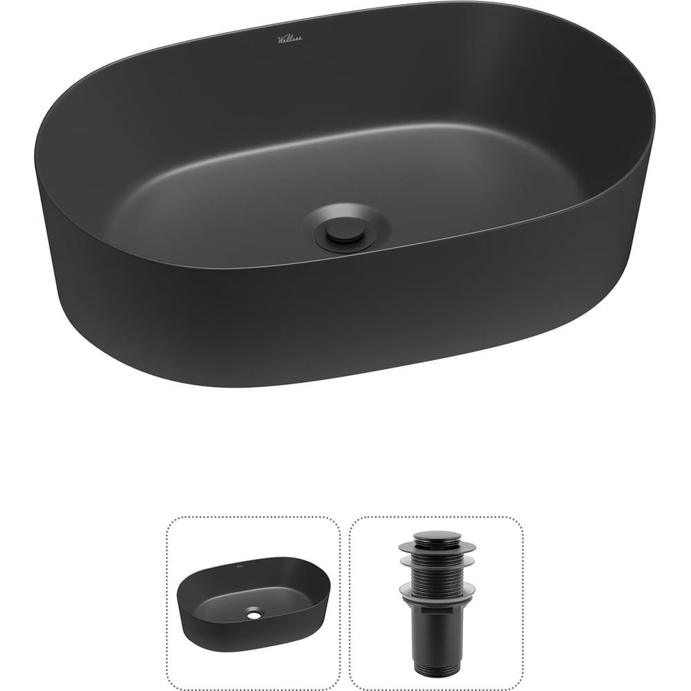 Изображение товара Набор Wellsee 2 в 1 Saint-Germain накладная раковина 56x37 см матовый черный