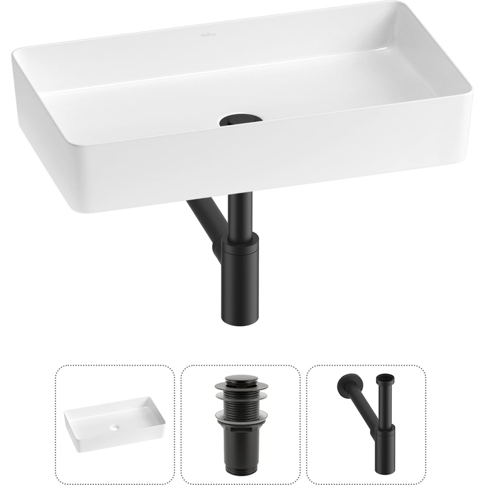 Изображение товара Накладная раковина Wellsee FreeDom 2.0 60x34 см фарфор белая современный стиль