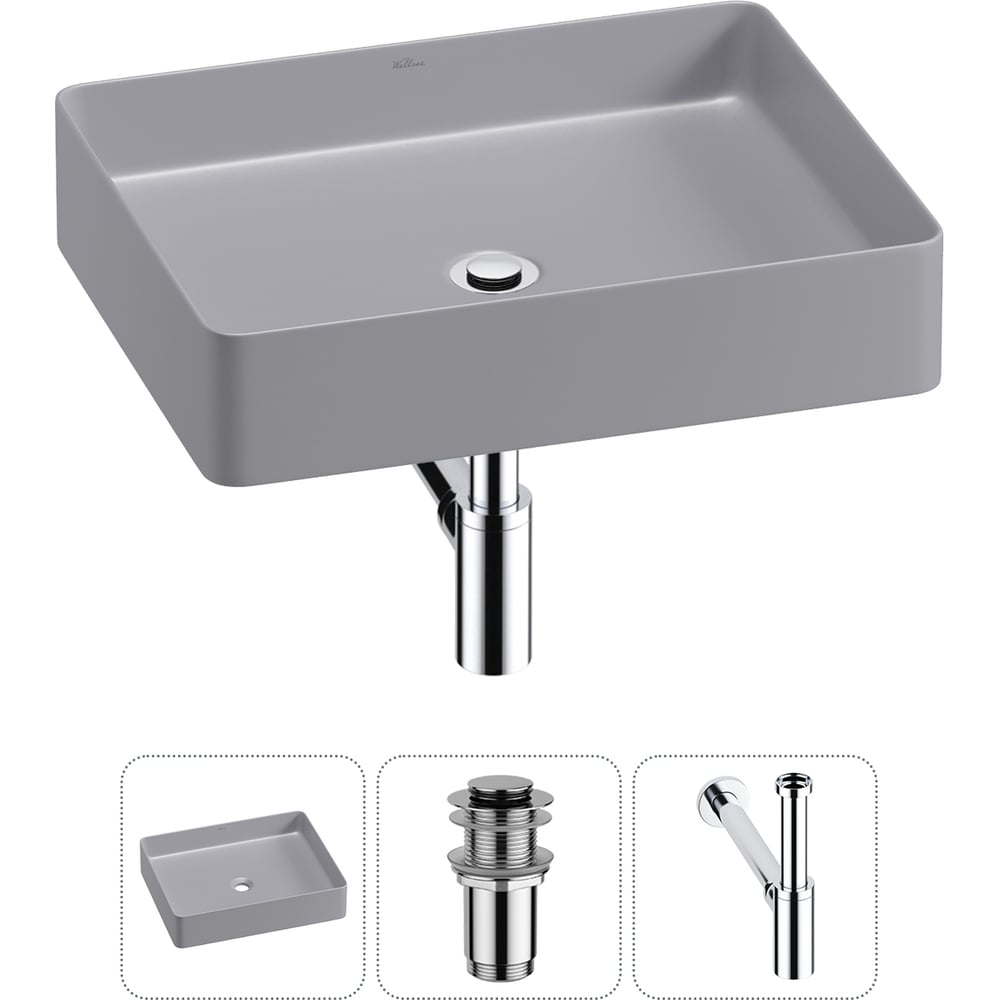 Изображение товара Накладная раковина Wellsee FreeDom 2.0 51x40 см матовый серый фарфор