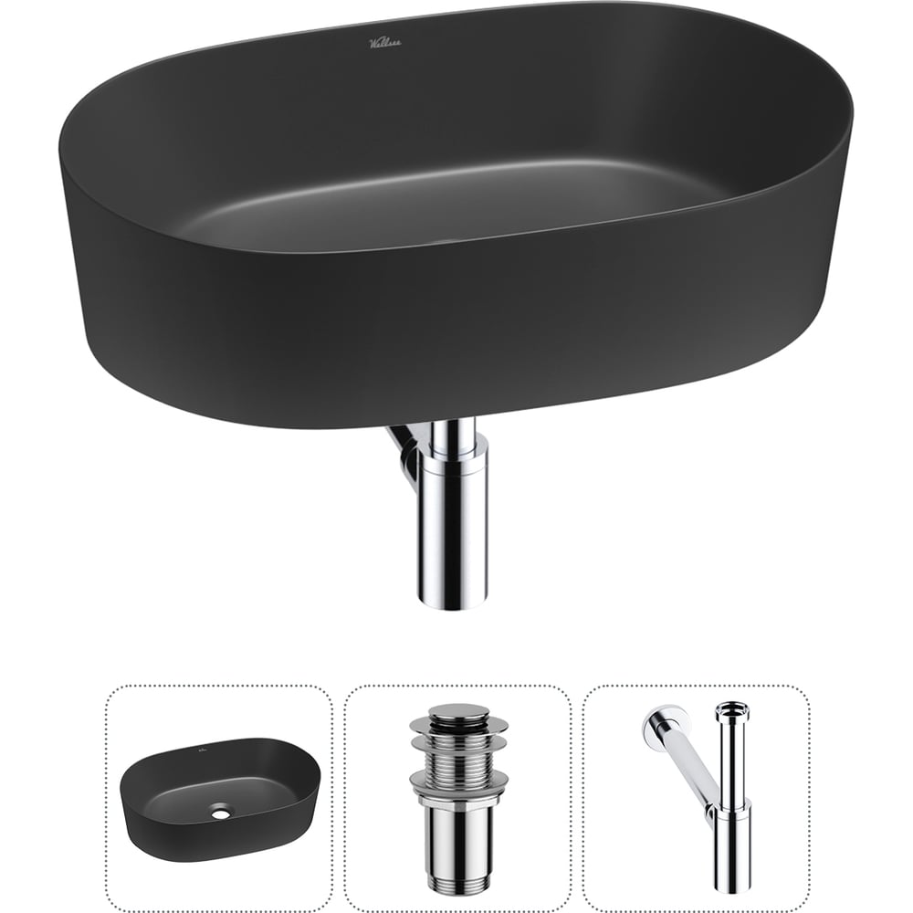 Изображение товара Набор Wellsee 3 в 1 Saint-Germain накладная раковина 56х37 см матовый черный