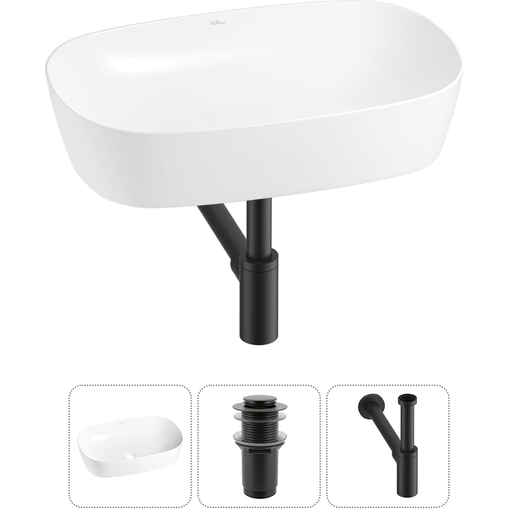 Изображение товара Набор раковина Wellsee 3 в 1 Ground Breaking белая накладная 61x39 см