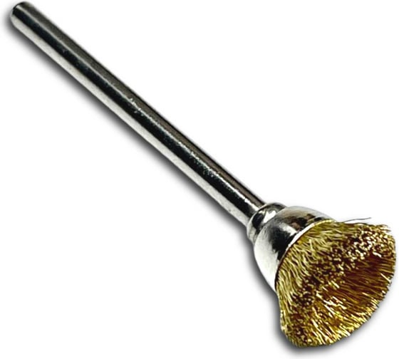 Изображение товара Щетка концевая Lessmann гофр. миниатюрная чашка Д15x5, латунь 0,10 мм, хвостовик 3 мм 430522