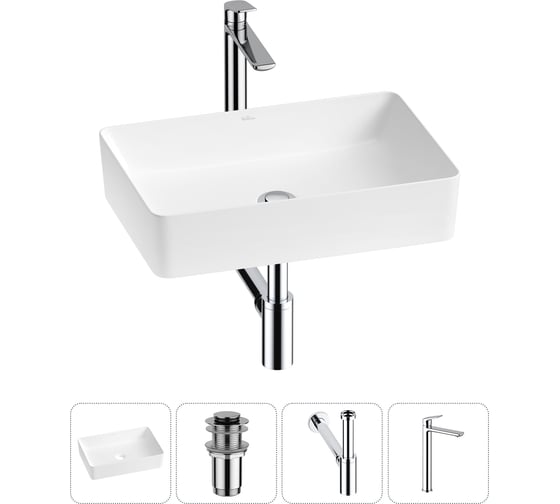 Изображение товара Набор Wellsee 4 в 1 FreeDom 2.0 накладная раковина 50x34 см 20214463R