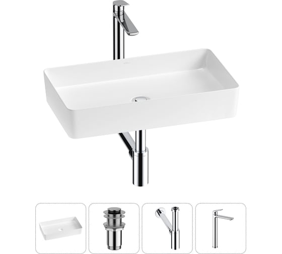 Изображение товара Набор Wellsee 4 в 1 FreeDom 2.0 накладная раковина 60x34 см 20214543R