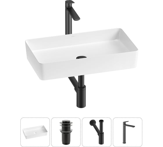 Изображение товара Набор Wellsee 4 в 1 FreeDom 2.0 накладная раковина 60x34 см 20214544R