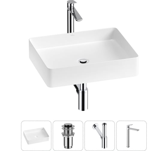 Изображение товара Набор Wellsee 4 в 1 FreeDom 2.0 накладная раковина 51x40 см 20214495R