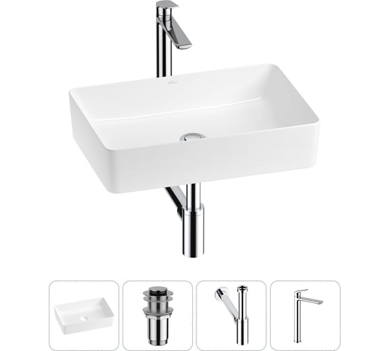 Изображение товара Набор Wellsee 4 в 1 FreeDom 2.0 накладная раковина 50x34 см 20214447R