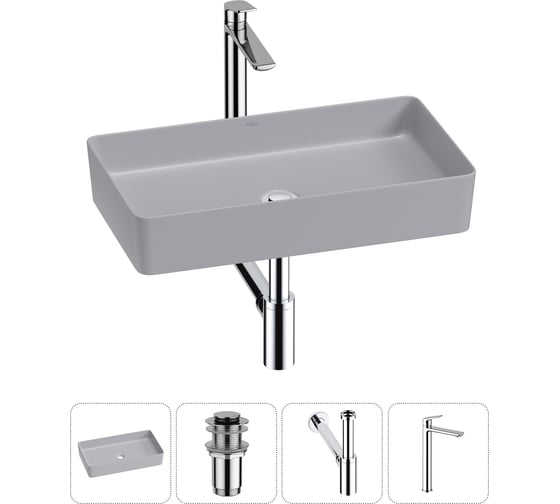 Изображение товара Набор Wellsee 4 в 1 FreeDom 2.0 накладная раковина 60x34 см 20214581R