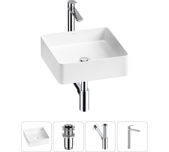 Изображение товара Набор Wellsee 4 в 1 FreeDom 2.0 накладная раковина 36x36 см 20214367R