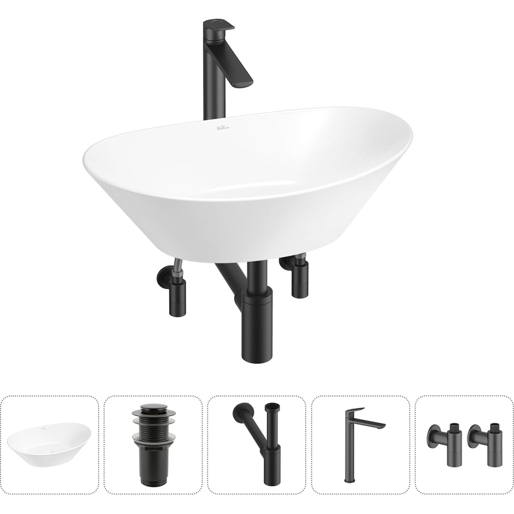 Изображение товара Набор Wellsee 5 в 1 накладная раковина Dulcet Tones с смесителем и аксессуарами