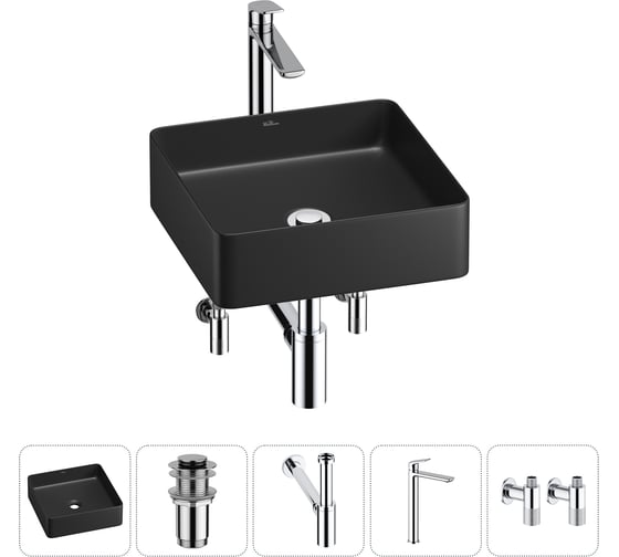 Изображение товара Набор Wellsee 5 в 1 FreeDom 2.0 накладная раковина 30x30 см 20214416R