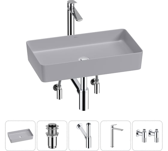 Изображение товара Набор Wellsee 5 в 1 FreeDom 2.0 накладная раковина 60x34 см 20214582R