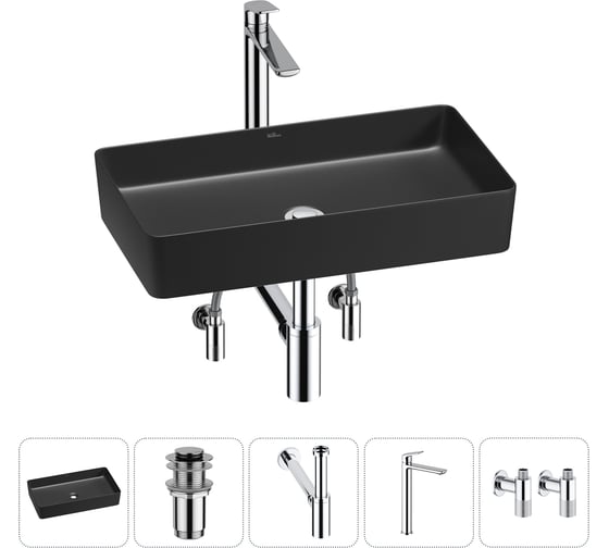 Изображение товара Набор Wellsee 5 в 1 FreeDom 2.0 накладная раковина 60x34 см 20214576R