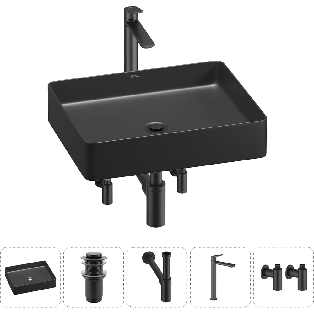 Изображение товара Набор для ванной Wellsee 5 в 1 FreeDom 2.0 накладная раковина 51x40 см