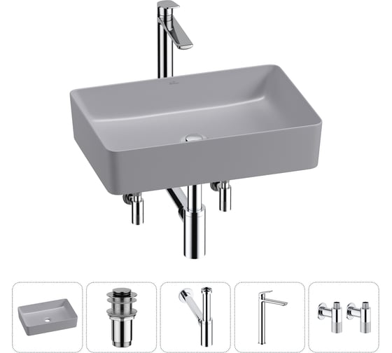 Изображение товара Набор Wellsee 5 в 1 FreeDom 2.0 накладная раковина 50x34 см 20214486R