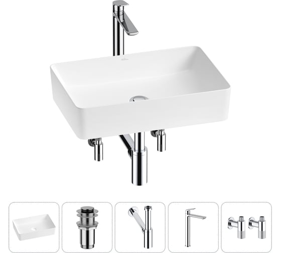 Изображение товара Набор Wellsee 5 в 1 FreeDom 2.0 накладная раковина 50x34 см 20214467R