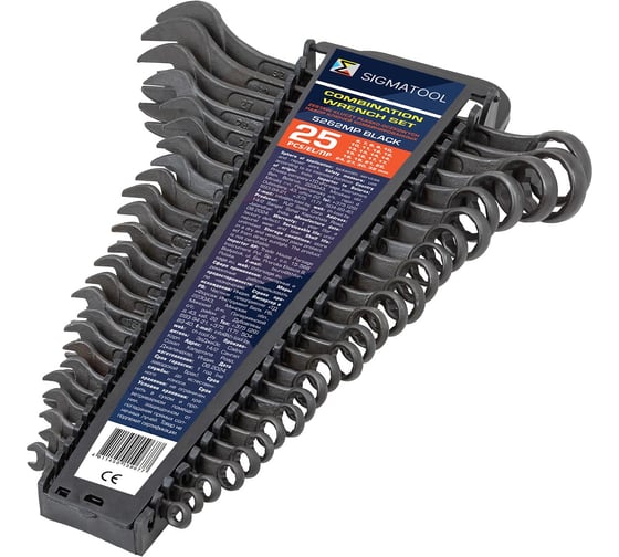 Изображение товара Ключи комбинированные SIGMATOOL набор 25 предметов (6-19, 21, 22, 24, 27, 30, 32 мм) Sigmatool-5262MP BLACK(64655)