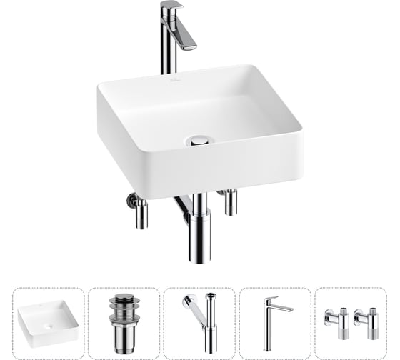 Изображение товара Набор Wellsee 5 в 1 FreeDom 2.0 накладная раковина 30x30 см 20214387R