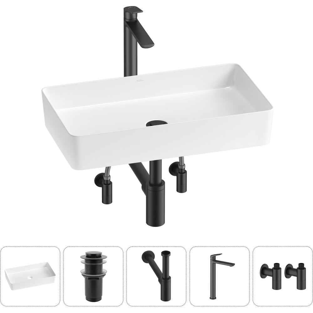 Изображение товара Набор Wellsee 5 в 1 FreeDom 2.0 накладная раковина 60x34 см 20214548R