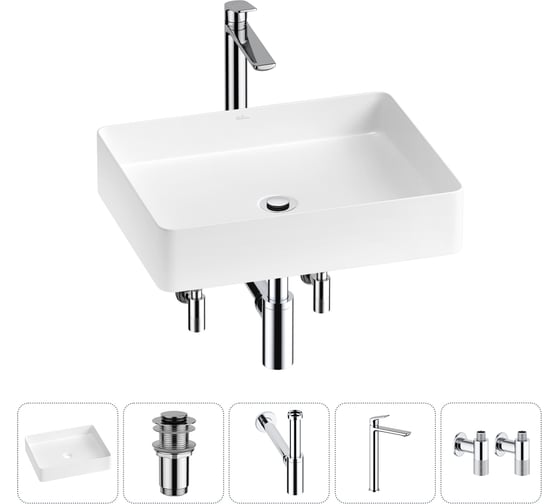 Изображение товара Набор Wellsee 5 в 1 FreeDom 2.0 накладная раковина 51x40 см 20214499R