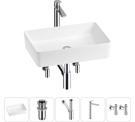 Изображение товара Набор Wellsee 5 в 1 FreeDom 2.0 накладная раковина 50x34 см 20214451R