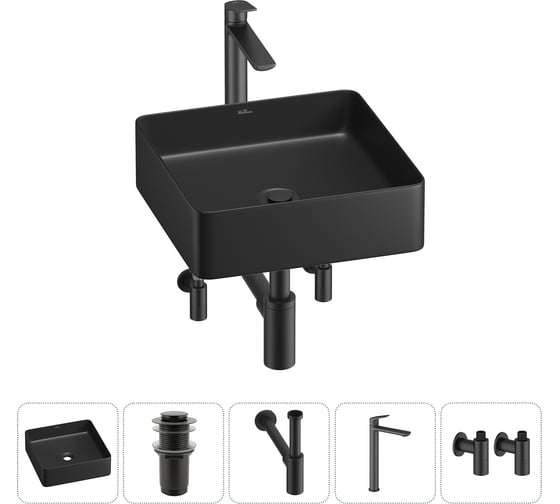 Изображение товара Набор Wellsee 5 в 1 FreeDom 2.0 накладная раковина 30x30 см 20214417R