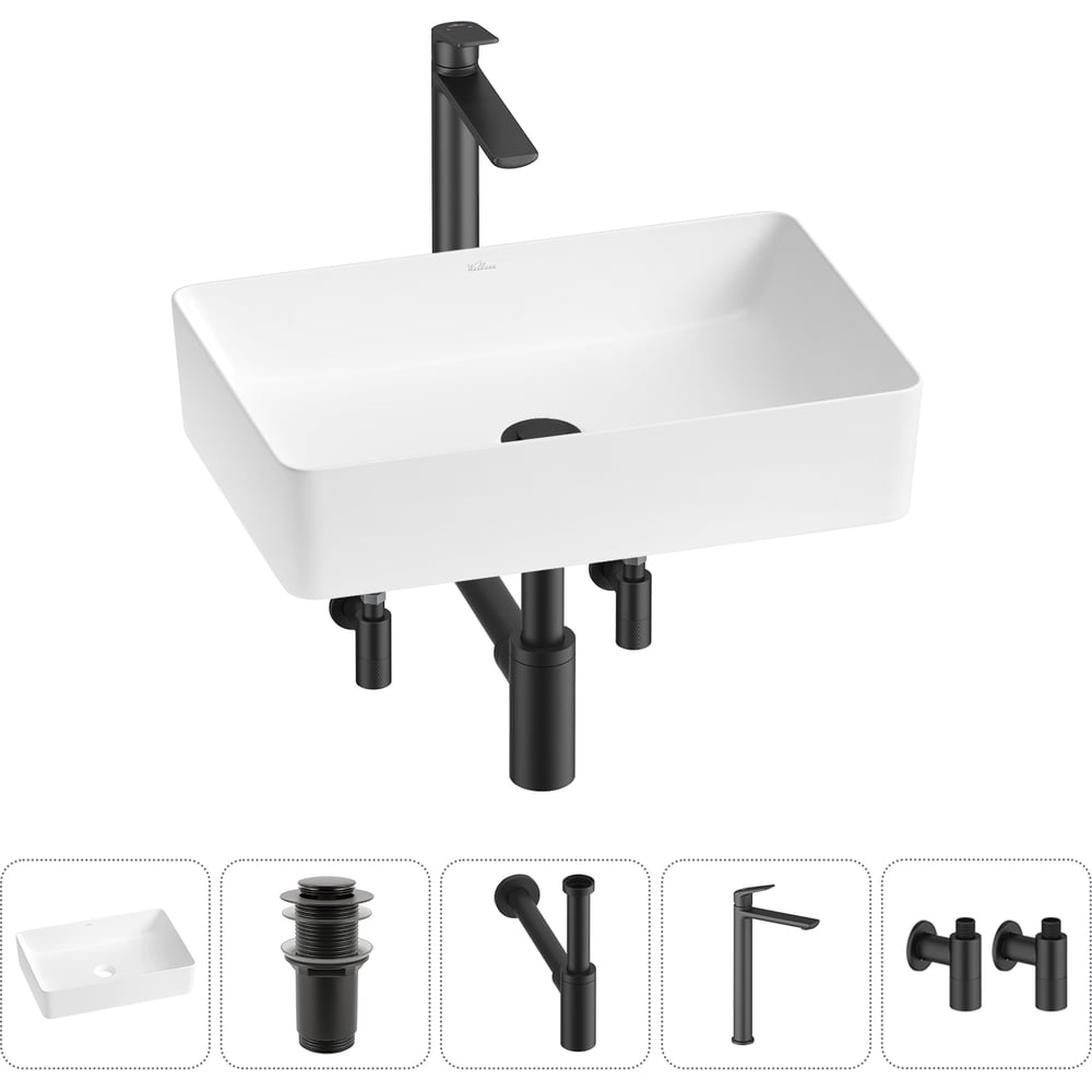 Изображение товара Набор Wellsee 5 в 1 FreeDom 2.0 накладная раковина 50x34 см