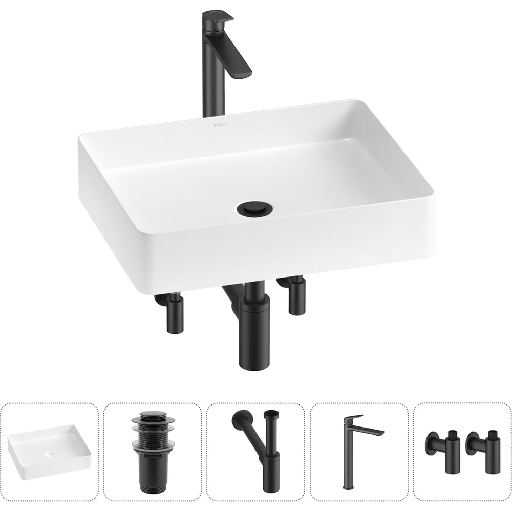 Изображение товара Набор для ванной комнаты Wellsee 5 в 1 FreeDom 2.0 раковина со смесителем и аксессуарами