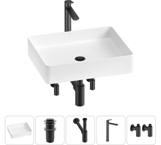 Изображение товара Набор Wellsee 5 в 1 FreeDom 2.0 накладная раковина 51x40 см 20214516R