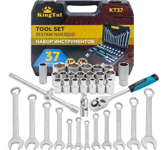 Изображение товара Набор инструментов KingTul 37 предметов 1/2 6pt KT-37(64764)
