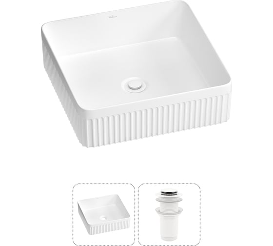 Изображение товара Набор Wellsee 2 в 1 Festive Fox 2.0 накладная раковина 36x36 см, донный клапан 20213485R