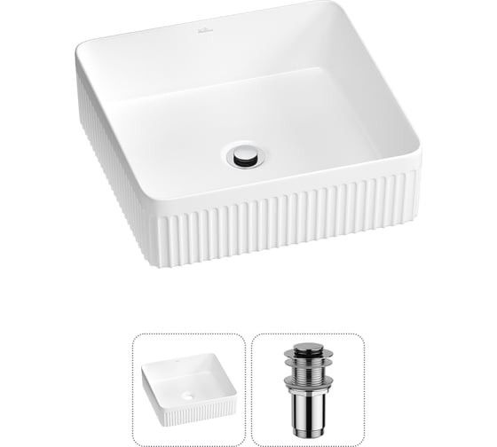 Изображение товара Набор Wellsee 2 в 1 Festive Fox 2.0 накладная раковина 40x40 см, донный клапан 20213498R