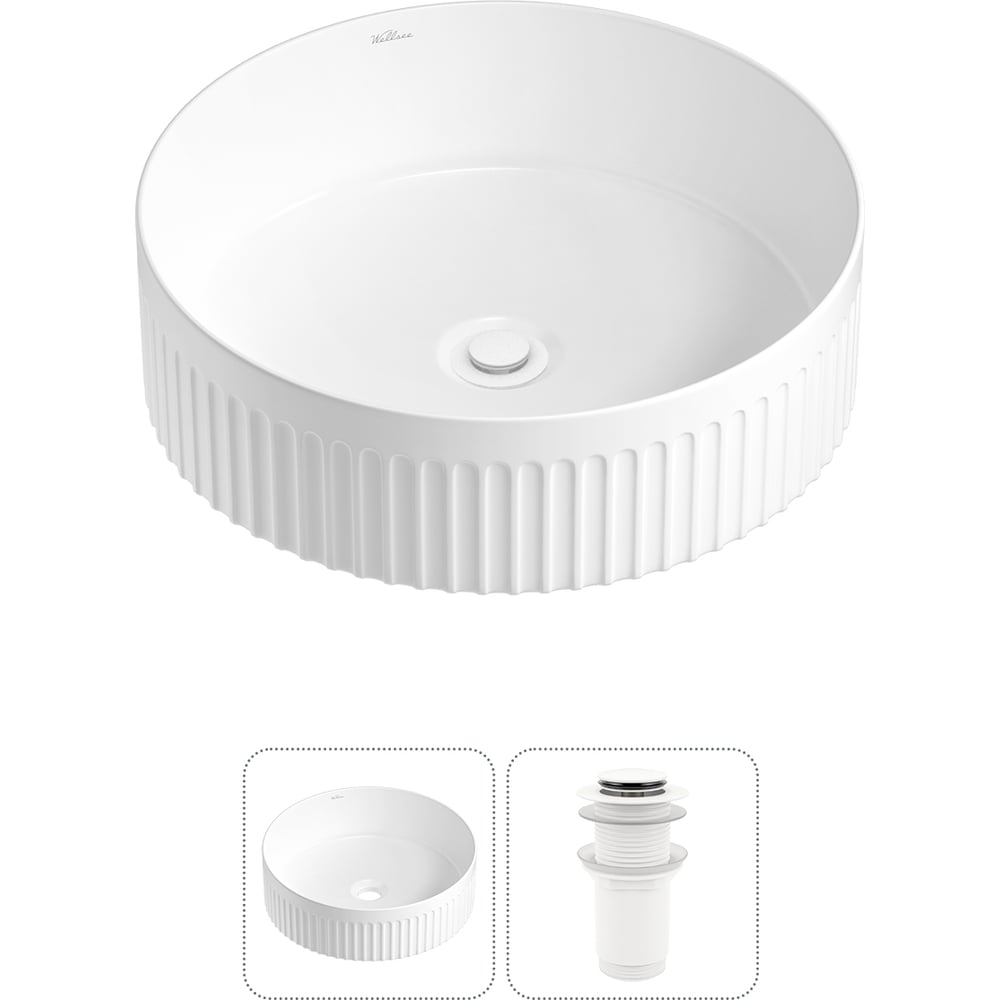 Изображение товара Накладная раковина Wellsee Festive Fox 2.0 40x40 см с донным клапаном