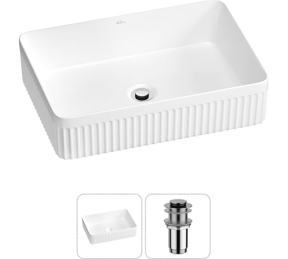 Изображение товара Набор Wellsee 2 в 1 Festive Fox 2.0 накладная раковина 50x35 см, донный клапан 20213514R