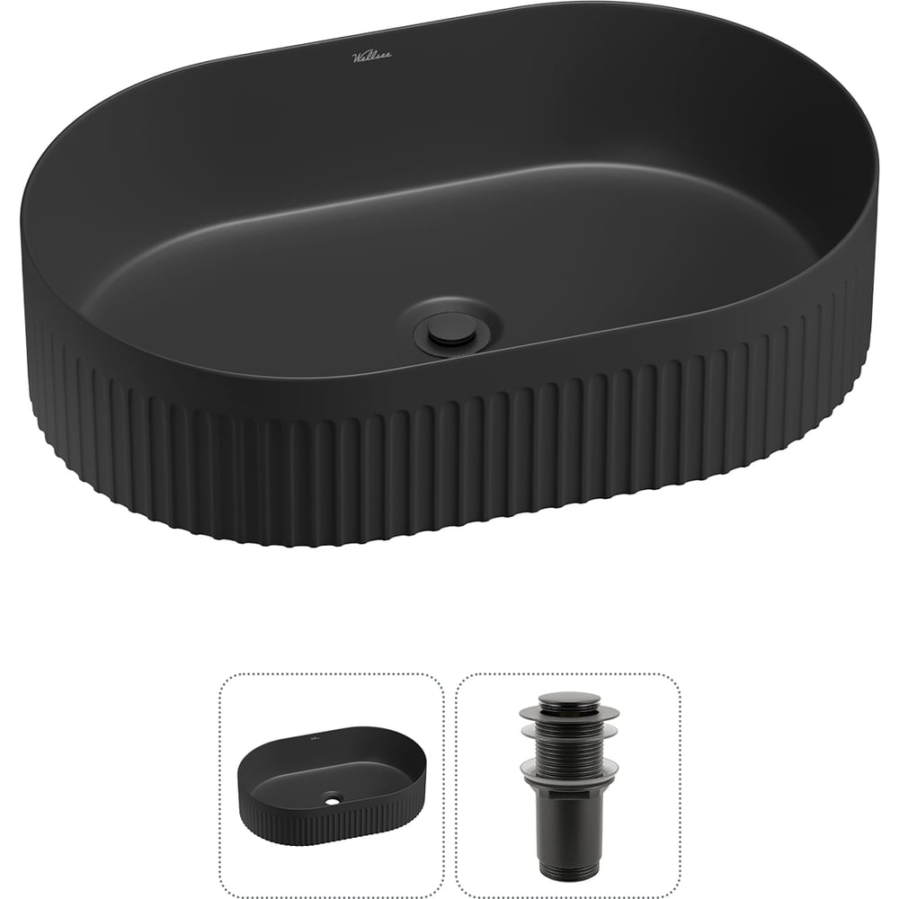 Изображение товара Набор Wellsee 2 в 1 Festive Fox 2.0 накладная раковина овальная 50x32 см матовый черный