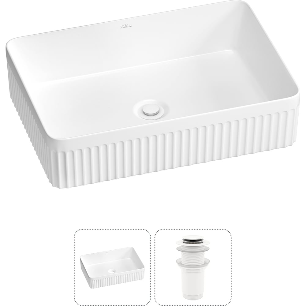 Изображение товара Набор раковина накладная Wellsee Festive Fox 2.0 50x35 см с донным клапаном