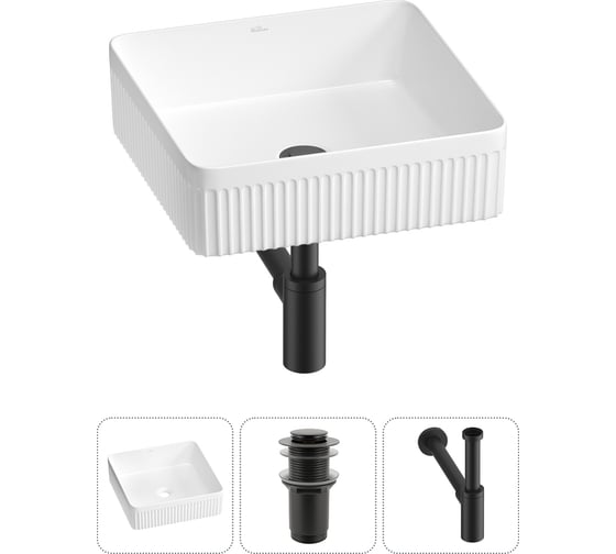 Изображение товара Набор Wellsee 3 в 1 Festive Fox 2.0 накладная раковина 36x36 см, донный клапан, сифон 20213487R