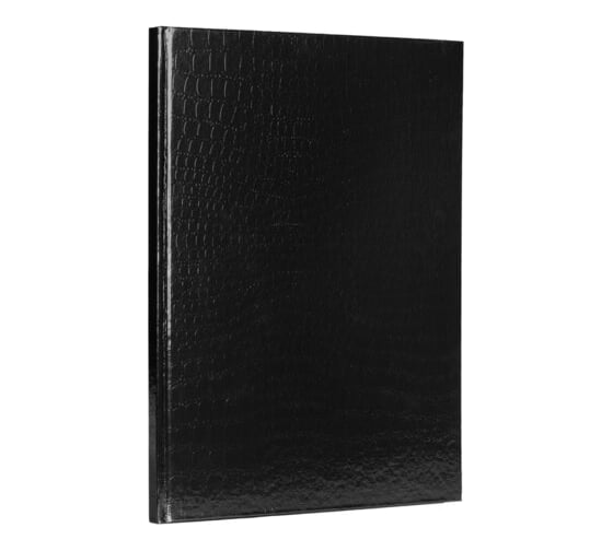 Изображение товара Бизнес-блокнот ОФИСМАГ большой формат 210x290 мм А4, 80 листов, бумвинил metallic, клетка, блок 5 цветов, HATBER, черный 084774 117631