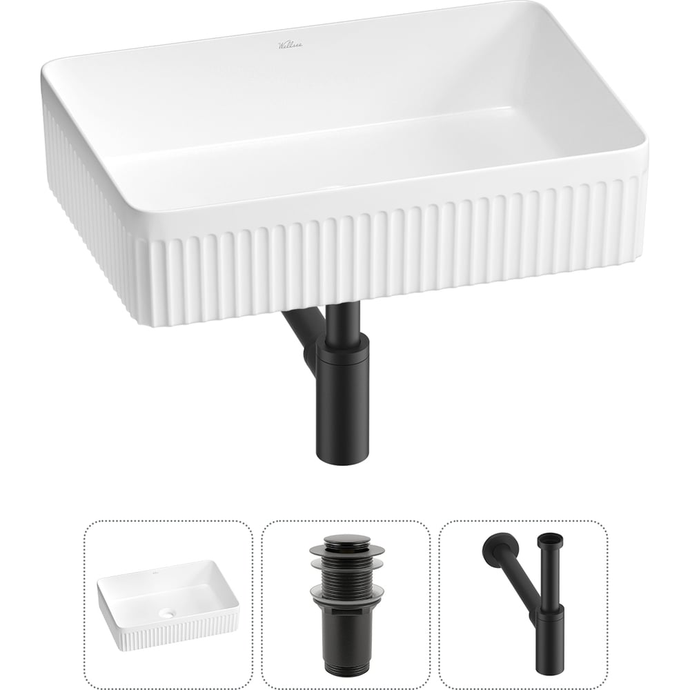 Изображение товара Накладная раковина Wellsee Festive Fox 2.0 50x35 см с сифоном