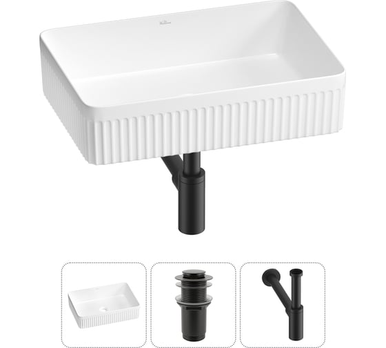 Изображение товара Набор Wellsee 3 в 1 Festive Fox 2.0 накладная раковина 50x35 см, донный клапан, сифон 20213519R