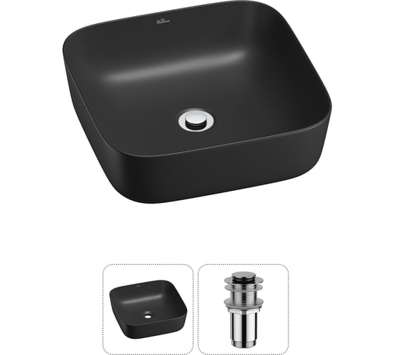 Изображение товара Набор Wellsee 2 в 1 Preen накладная раковина 39x39 см, донный клапан 20214191R