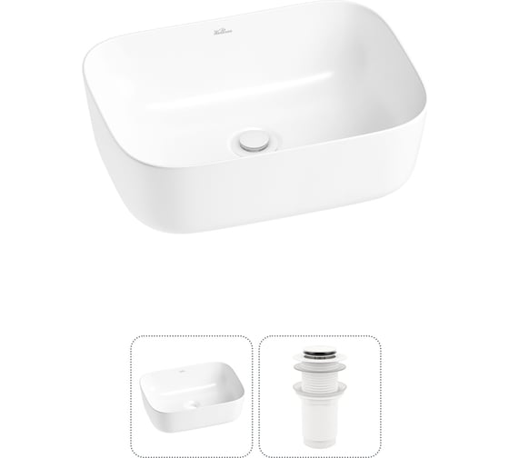 Изображение товара Набор Wellsee 2 в 1 Preen накладная раковина 40x30 см, донный клапан 20214206R