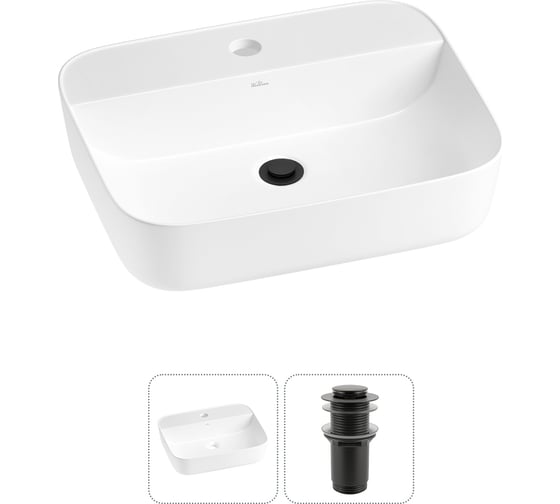 Изображение товара Набор Wellsee 2 в 1 Preen накладная раковина 50x40 см, донный клапан 20214316R