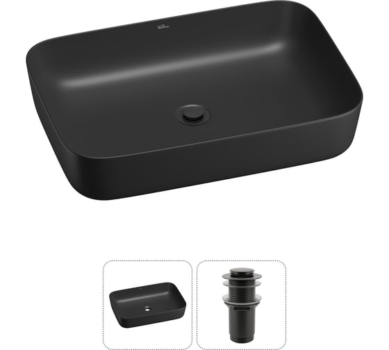 Изображение товара Набор Wellsee 2 в 1 Preen накладная раковина 50x40 см, донный клапан 20214264R